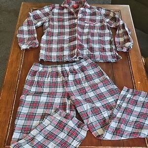 Macy's Gray & Red Plaid Flannel Pajama Set